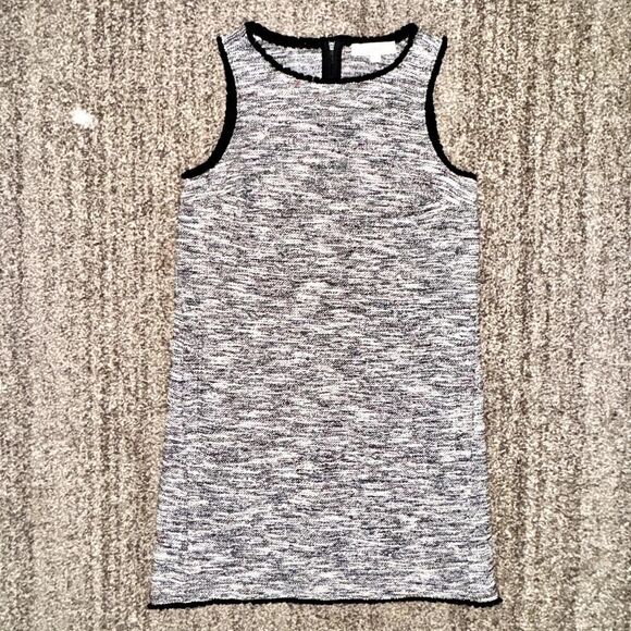 LOFT Ann Taylor Womens Boucle Sleeveless Retro Mod Shift Black White Multi Dress - Picture 6 of 10